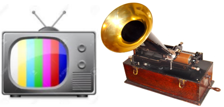Old TV & Edison Phonograph